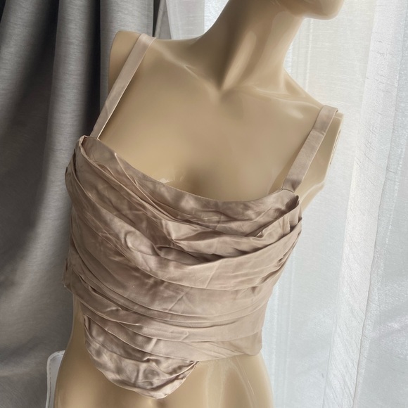 Zara Medium metallic gold structure crop top - loose strap - Picture 3 of 13